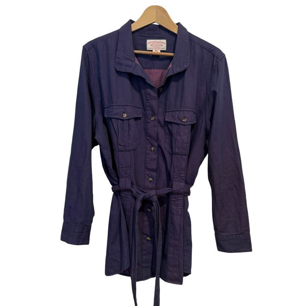 Filson Pink Purple Indigo Long Belted Shirt Dress Size XL